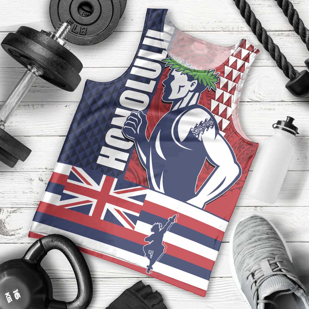 Honolulu Running 2024 Men Tank Top Marathon Competition Hula Runner and Kakau Art Tattoo LT03 - Polynesian Pride