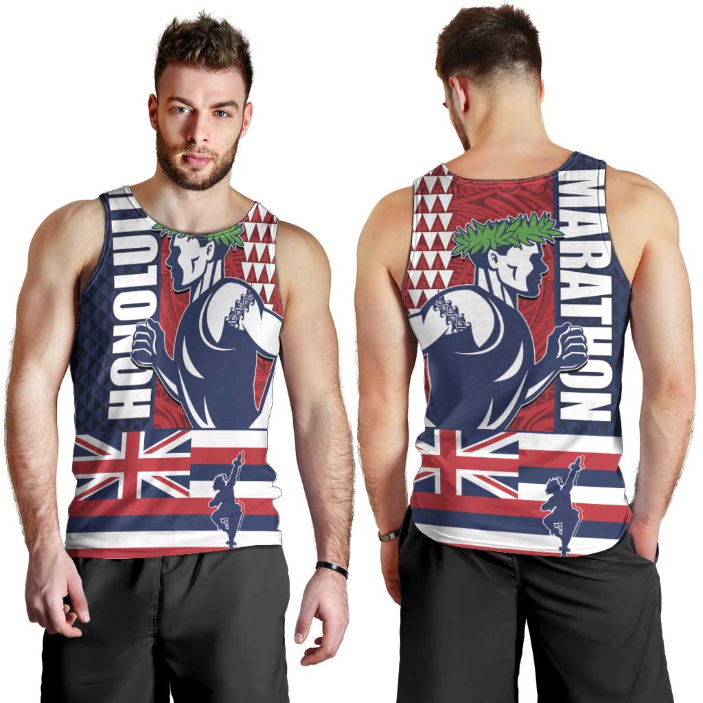 Honolulu Running 2024 Men Tank Top Marathon Competition Hula Runner and Kakau Art Tattoo LT03 - Polynesian Pride