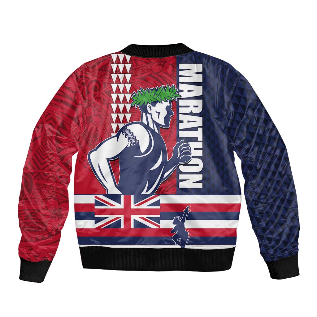 Honolulu Running 2024 Sleeve Zip Bomber Jacket Marathon Competition Hula Runner and Kakau Art Tattoo LT03 - Polynesian Pride