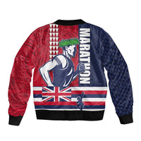 Honolulu Running 2024 Sleeve Zip Bomber Jacket Marathon Competition Hula Runner and Kakau Art Tattoo LT03 - Polynesian Pride