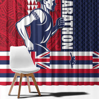 Honolulu Running 2024 Window Curtain Marathon Competition Hula Runner and Kakau Art Tattoo LT03 - Polynesian Pride