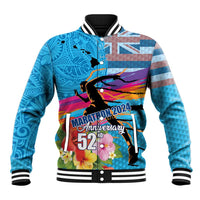 Honolulu Anniversary 52nd Running Baseball Jacket Marathon Competition Kakau Pattern Blue Color LT03 Unisex Blue - Polynesian Pride