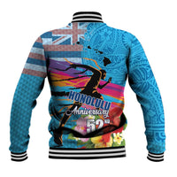 Honolulu Anniversary 52nd Running Baseball Jacket Marathon Competition Kakau Pattern Blue Color LT03 - Polynesian Pride