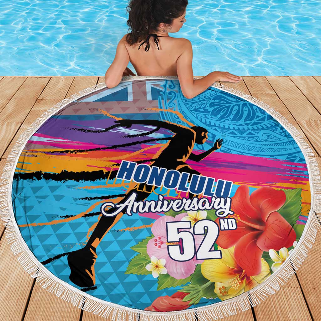 Honolulu Anniversary 52nd Running Beach Blanket Marathon Competition Kakau Pattern Blue Color LT03 - Polynesian Pride