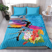 Honolulu Anniversary 52nd Running Bedding Set Marathon Competition Kakau Pattern Blue Color LT03 - Polynesian Pride