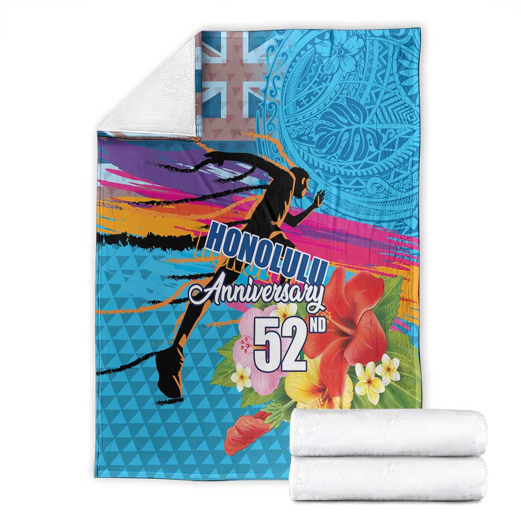 Honolulu Anniversary 52nd Running Blanket Marathon Competition Kakau Pattern Blue Color LT03 - Polynesian Pride