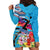 Honolulu Anniversary 52nd Running Hoodie Dress Marathon Competition Kakau Pattern Blue Color