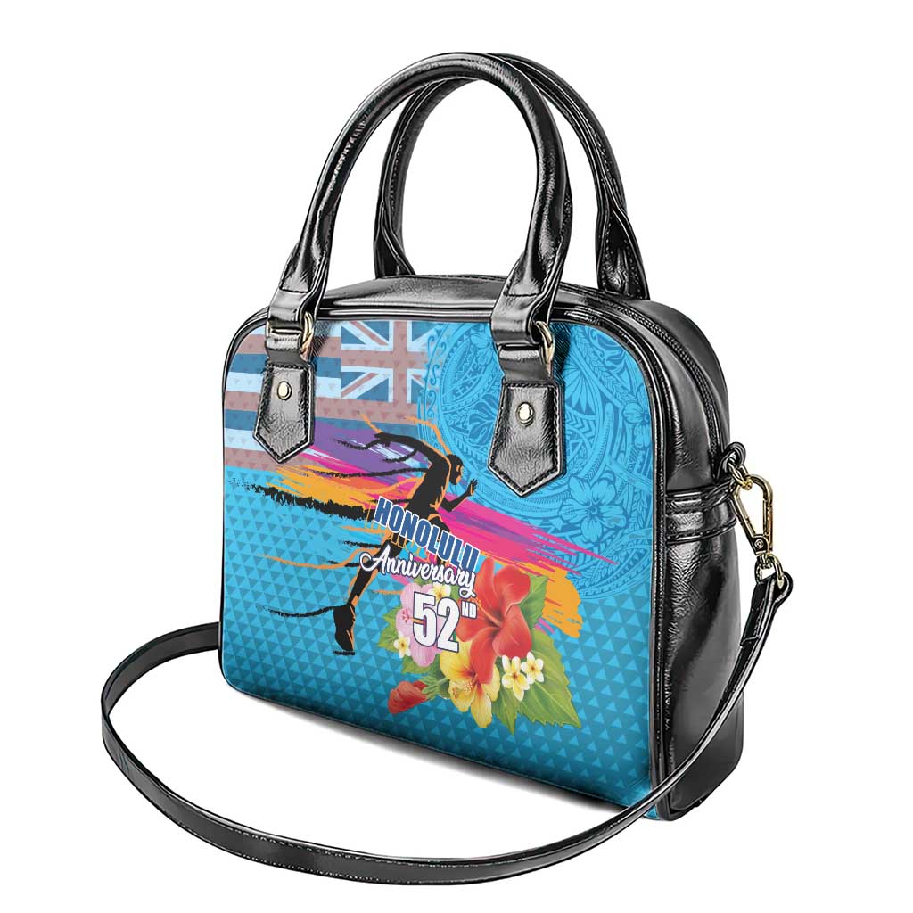 Honolulu Anniversary 52nd Running Shoulder Handbag Marathon Competition Kakau Pattern Blue Color LT03 - Polynesian Pride