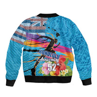 Honolulu Anniversary 52nd Running Sleeve Zip Bomber Jacket Marathon Competition Kakau Pattern Blue Color LT03 - Polynesian Pride
