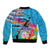 Honolulu Anniversary 52nd Running Sleeve Zip Bomber Jacket Marathon Competition Kakau Pattern Blue Color