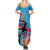 Honolulu Anniversary 52nd Running Summer Maxi Dress Marathon Competition Kakau Pattern Blue Color