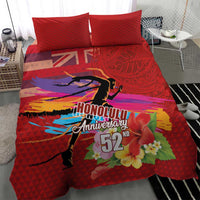 Honolulu Anniversary 52nd Running Bedding Set Marathon Competition Kakau Pattern Red Color LT03 - Polynesian Pride