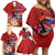 Honolulu Anniversary 52nd Running Family Matching Off Shoulder Short Dress and Hawaiian Shirt Marathon Competition Kakau Pattern Red Color