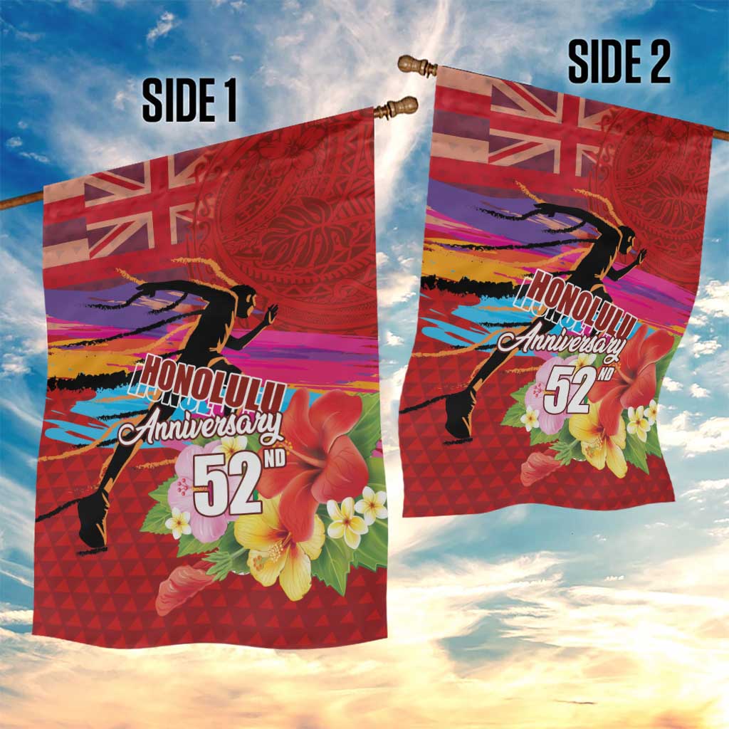 Honolulu Anniversary 52nd Running Garden Flag Marathon Competition Kakau Pattern Red Color LT03 - Polynesian Pride