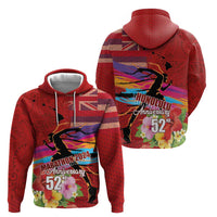 Honolulu Anniversary 52nd Running Hoodie Marathon Competition Kakau Pattern Red Color LT03 - Polynesian Pride
