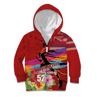 Honolulu Anniversary 52nd Running Kid Hoodie Marathon Competition Kakau Pattern Red Color LT03 Zip Hoodie Red - Polynesian Pride
