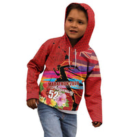 Honolulu Anniversary 52nd Running Kid Hoodie Marathon Competition Kakau Pattern Red Color LT03 - Polynesian Pride
