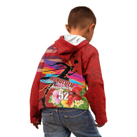 Honolulu Anniversary 52nd Running Kid Hoodie Marathon Competition Kakau Pattern Red Color LT03 - Polynesian Pride