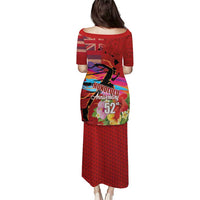 Honolulu Anniversary 52nd Running Puletasi Marathon Competition Kakau Pattern Red Color LT03 - Polynesian Pride