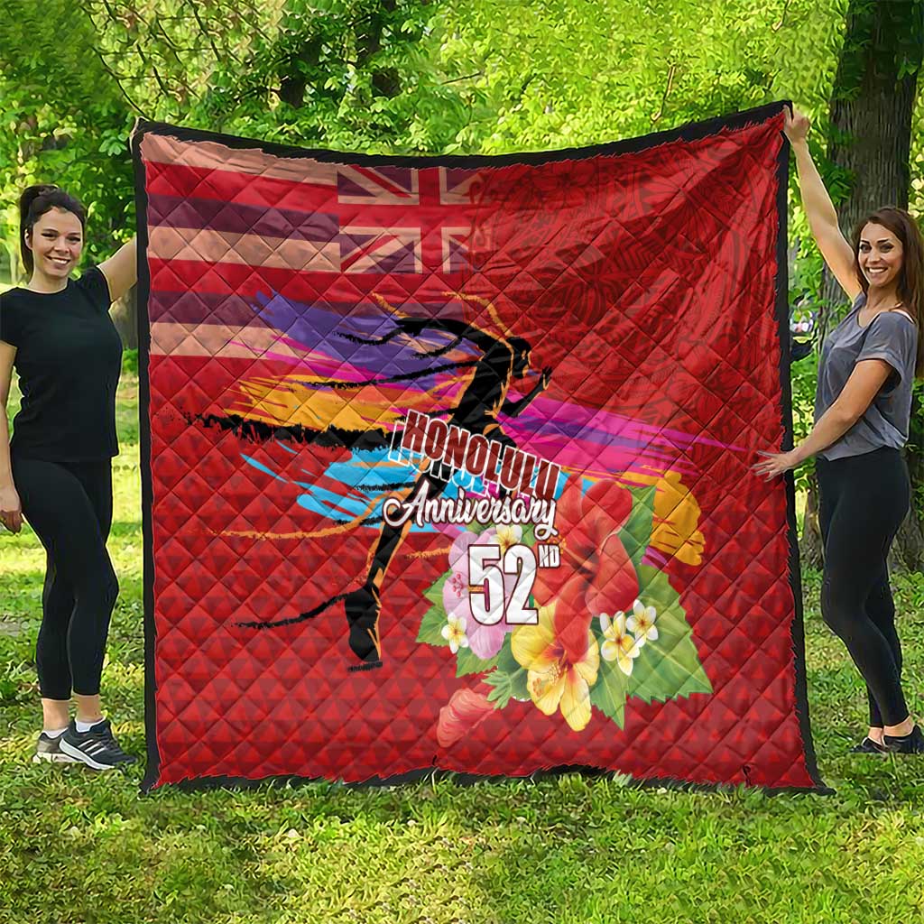 Honolulu Anniversary 52nd Running Quilt Marathon Competition Kakau Pattern Red Color LT03 - Polynesian Pride