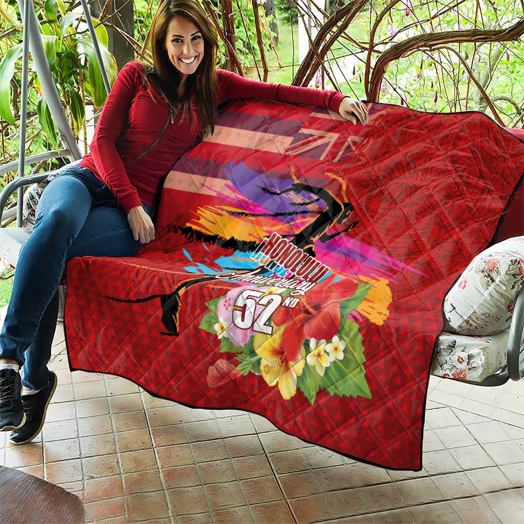 Honolulu Anniversary 52nd Running Quilt Marathon Competition Kakau Pattern Red Color LT03 - Polynesian Pride