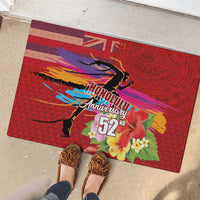Honolulu Anniversary 52nd Running Rubber Doormat Marathon Competition Kakau Pattern Red Color LT03 - Polynesian Pride