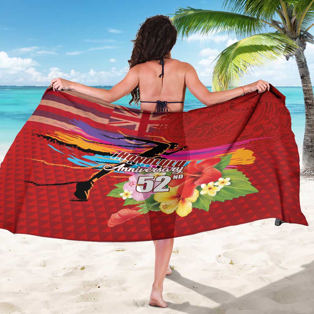Honolulu Anniversary 52nd Running Sarong Marathon Competition Kakau Pattern Red Color LT03 - Polynesian Pride