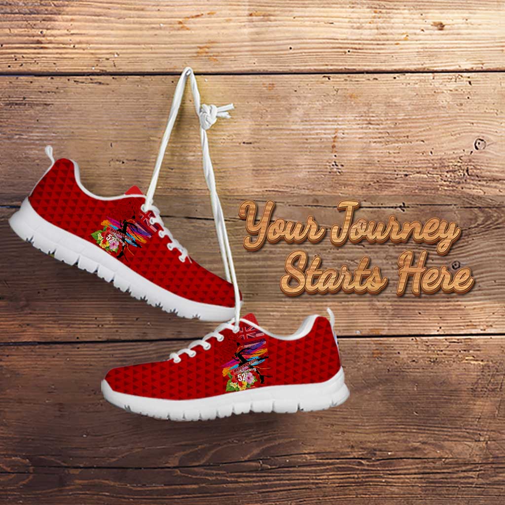 Honolulu Anniversary 52nd Running Sneakers Marathon Competition - Kakau Pattern Red Color LT03 - Polynesian Pride