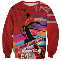 Honolulu Anniversary 52nd Running Sweatshirt Marathon Competition Kakau Pattern Red Color LT03 Unisex Red - Polynesian Pride