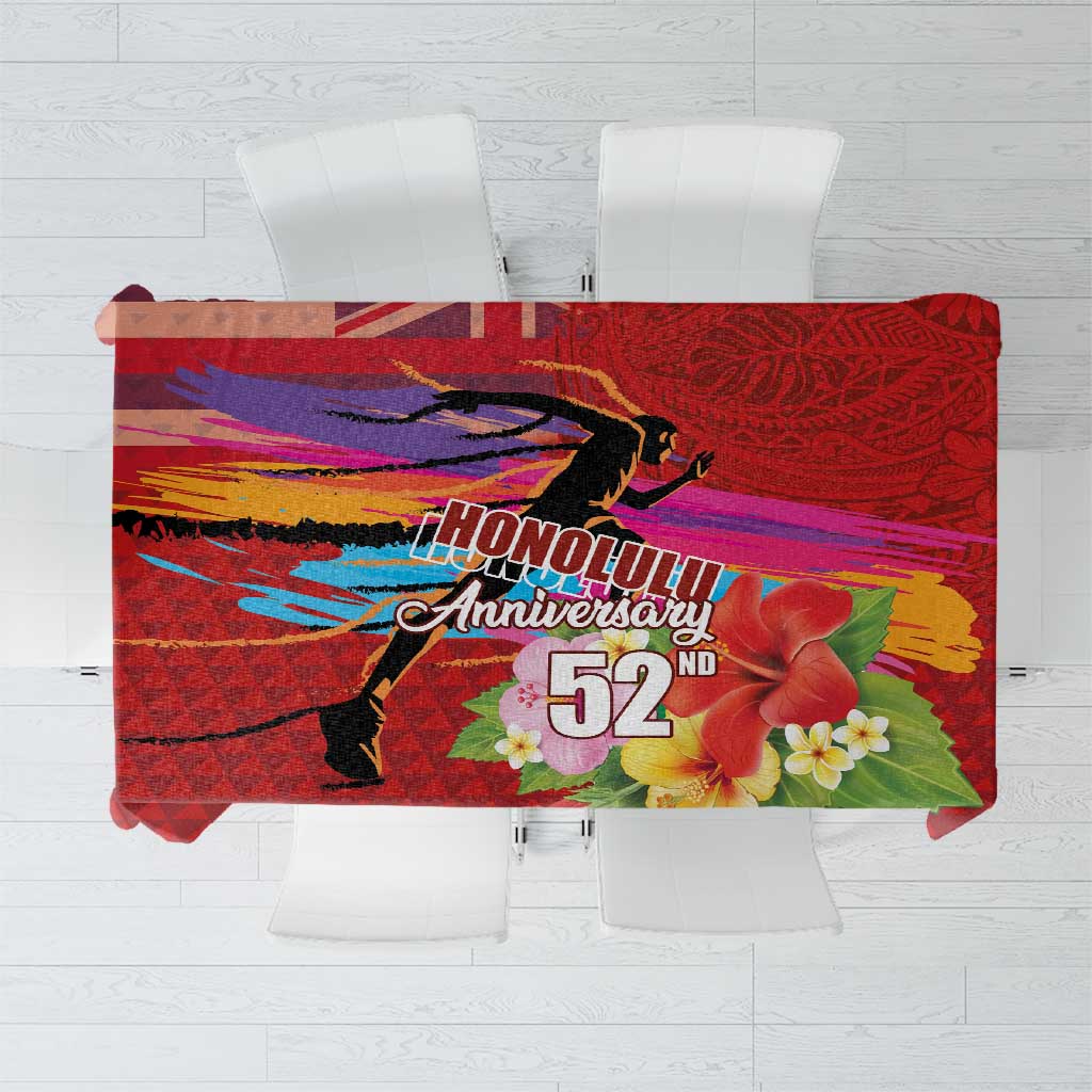 Honolulu Anniversary 52nd Running Tablecloth Marathon Competition Kakau Pattern Red Color LT03 Red - Polynesian Pride