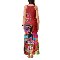 Honolulu Anniversary 52nd Running Tank Maxi Dress Marathon Competition Kakau Pattern Red Color LT03 - Polynesian Pride