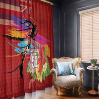 Honolulu Anniversary 52nd Running Window Curtain Marathon Competition Kakau Pattern Red Color LT03 - Polynesian Pride