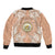 Hawaii Tropical Flowers with Kakau Tribal Bomber Jacket Peach Fuzz Color LT03 - Polynesian Pride