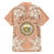 Hawaii Tropical Flowers with Kakau Tribal Family Matching Short Sleeve Bodycon Dress and Hawaiian Shirt Peach Fuzz Color LT03 - Polynesian Pride