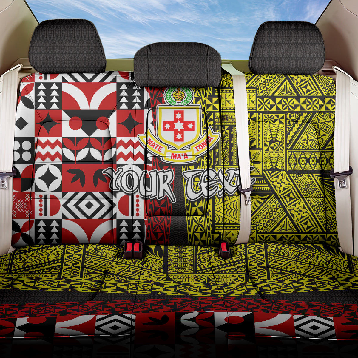 Tonga Kolisi Tonga Back Car Seat Cover Ngatu and Geometric Pattern LT03 One Size Red - Polynesian Pride