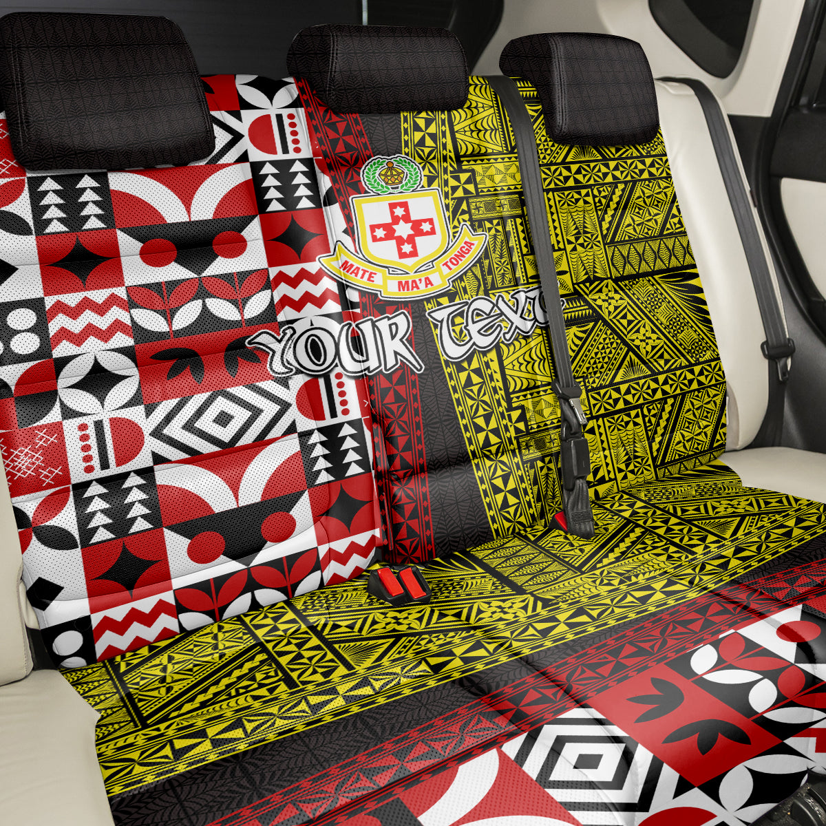 Tonga Kolisi Tonga Back Car Seat Cover Ngatu and Geometric Pattern LT03 - Polynesian Pride