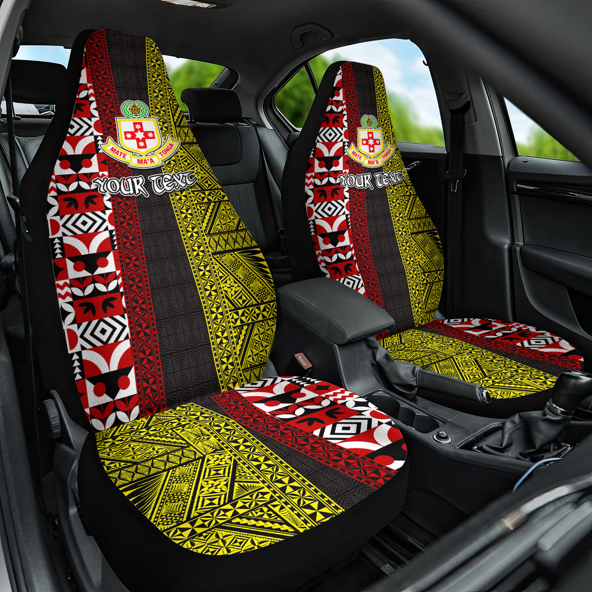 Tonga Kolisi Tonga Car Seat Cover Ngatu and Geometric Pattern LT03 One Size Red - Polynesian Pride