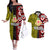 Tonga Kolisi Tonga Couples Matching Off The Shoulder Long Sleeve Dress and Hawaiian Shirt Ngatu and Geometric Pattern LT03 Red - Polynesian Pride