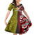 Tonga Kolisi Tonga Family Matching Off Shoulder Long Sleeve Dress and Hawaiian Shirt Ngatu and Geometric Pattern LT03 Daughter's Dress Red - Polynesian Pride