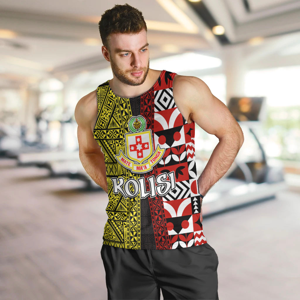 Tonga Kolisi Tonga Men Tank Top Ngatu and Geometric Pattern LT03 Red - Polynesian Pride