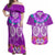 Polynesian Valentine Day Couples Matching Off Shoulder Maxi Dress and Hawaiian Shirt Love Couple Turtle Maori Hibiscus Purple LT03 Purple - Polynesian Pride