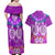 Polynesian Valentine Day Couples Matching Off Shoulder Maxi Dress and Hawaiian Shirt Love Couple Turtle Maori Hibiscus Purple LT03 - Polynesian Pride