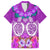 Polynesian Valentine Day Family Matching Short Sleeve Bodycon Dress and Hawaiian Shirt Love Couple Turtle Maori Hibiscus Purple LT03 Dad's Shirt - Short Sleeve Purple - Polynesian Pride