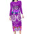 Polynesian Valentine Day Long Sleeve Bodycon Dress Love Couple Turtle Maori Hibiscus Purple LT03 Long Dress Purple - Polynesian Pride