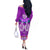 Polynesian Valentine Day Off The Shoulder Long Sleeve Dress Love Couple Turtle Maori Hibiscus Purple LT03 - Polynesian Pride