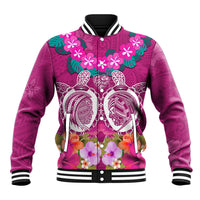 Polynesian Valentine Day Baseball Jacket Love Couple Turtle Maori Hibiscus Pink LT03 Unisex Pink - Polynesian Pride