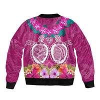 Polynesian Valentine Day Bomber Jacket Love Couple Turtle Maori Hibiscus Pink LT03 - Polynesian Pride