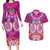 Polynesian Valentine Day Couples Matching Long Sleeve Bodycon Dress and Hawaiian Shirt Love Couple Turtle Maori Hibiscus Pink LT03 Pink - Polynesian Pride