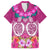 Polynesian Valentine Day Family Matching Off Shoulder Long Sleeve Dress and Hawaiian Shirt Love Couple Turtle Maori Hibiscus Pink LT03 Dad's Shirt - Short Sleeve Pink - Polynesian Pride