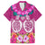 Polynesian Valentine Day Family Matching Short Sleeve Bodycon Dress and Hawaiian Shirt Love Couple Turtle Maori Hibiscus Pink LT03 Dad's Shirt - Short Sleeve Pink - Polynesian Pride